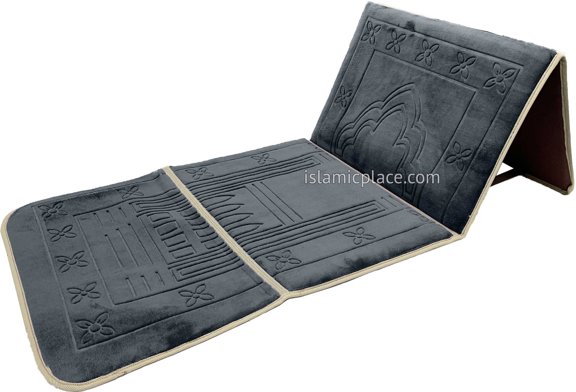 Gray - Back Rest Soft Padded Prayer Rug