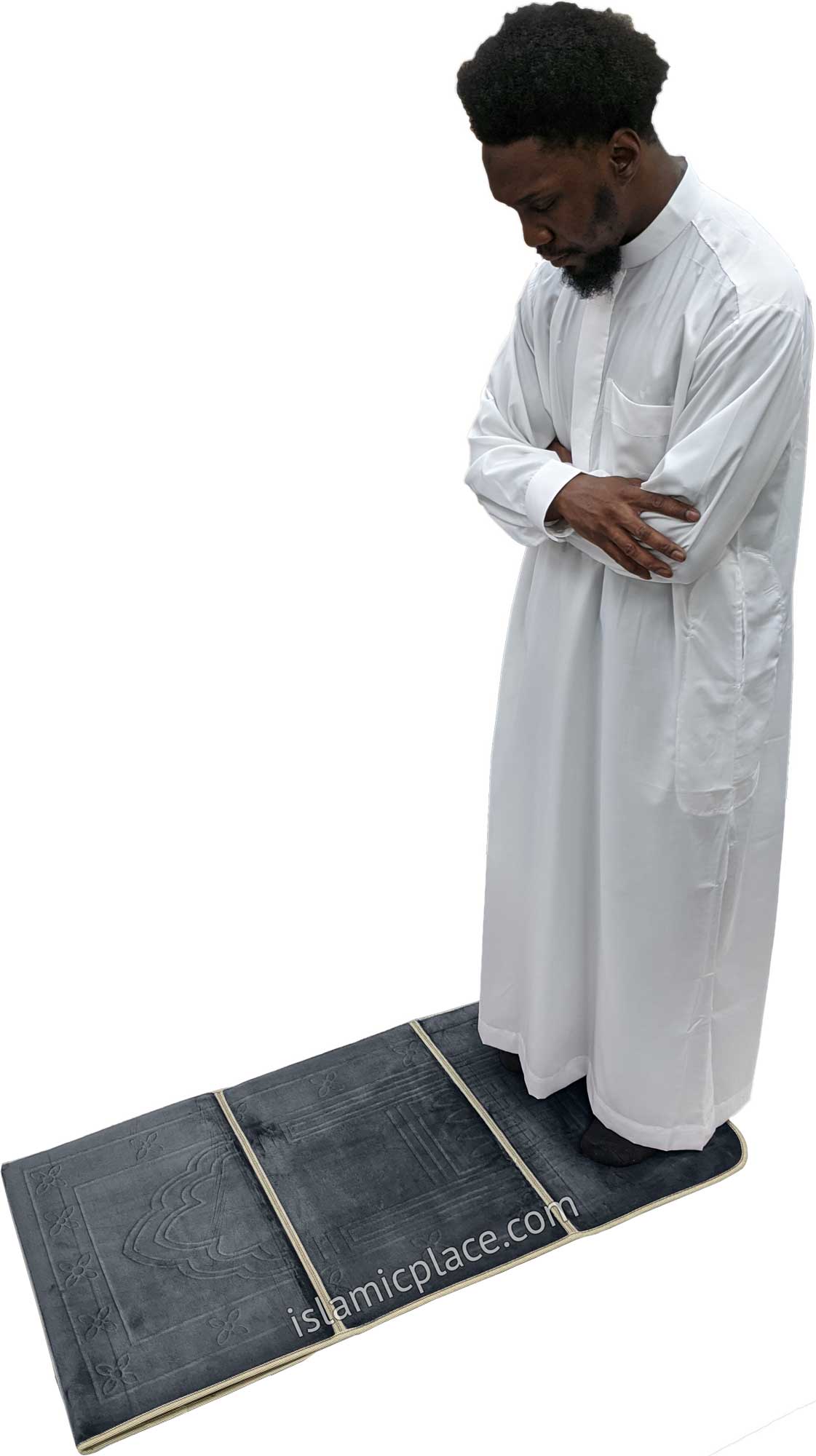 Gray - Back Rest Soft Padded Prayer Rug