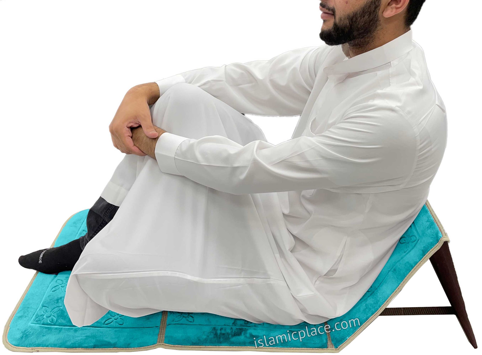 Turquoise - Back Rest Soft Padded Prayer Rug