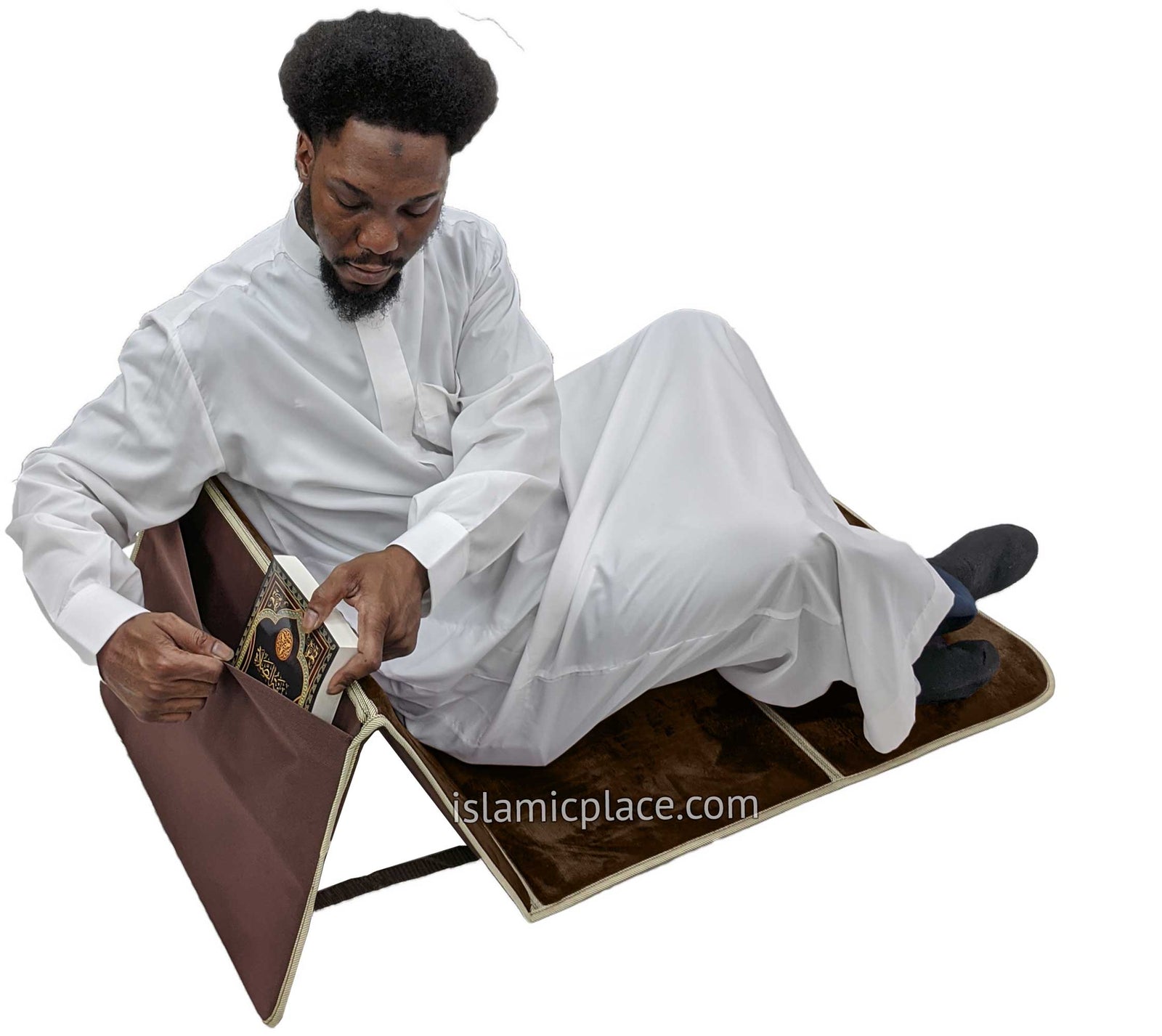 Brown - Back Rest Soft Padded Prayer Rug