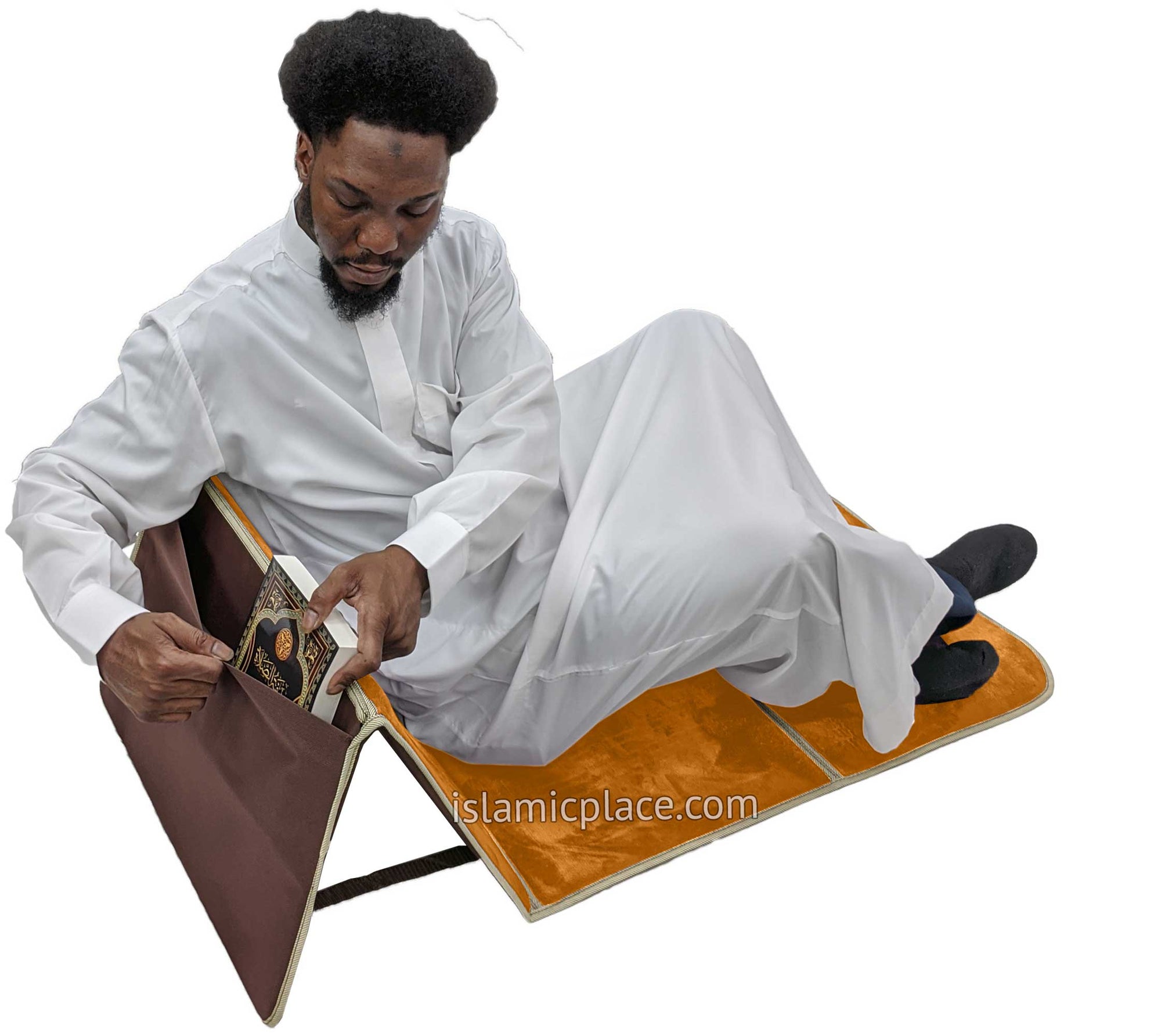 Golden - Back Rest Soft Padded Prayer Rug