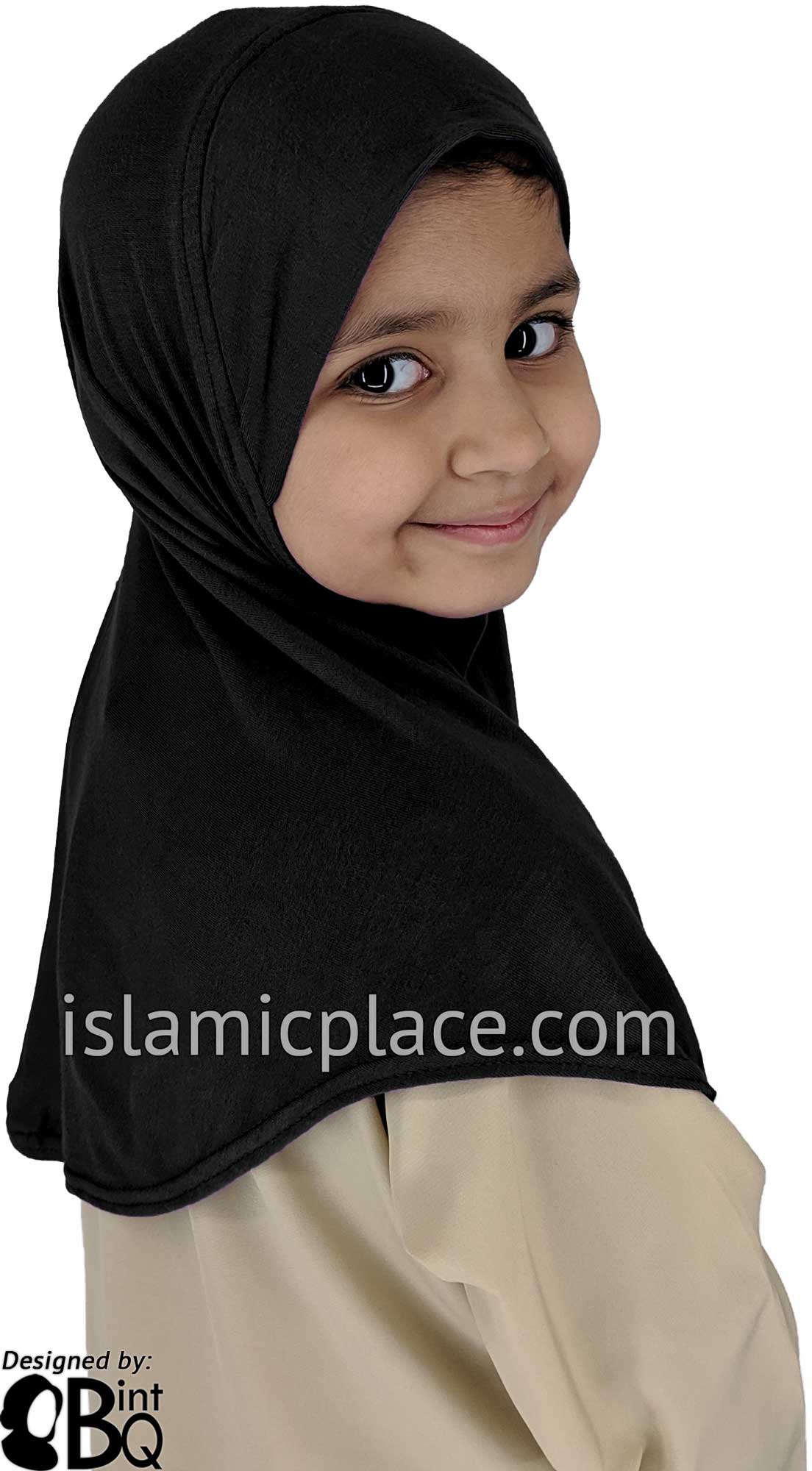 Black - Plain Girl size (1-piece) Hijab Al-Amira