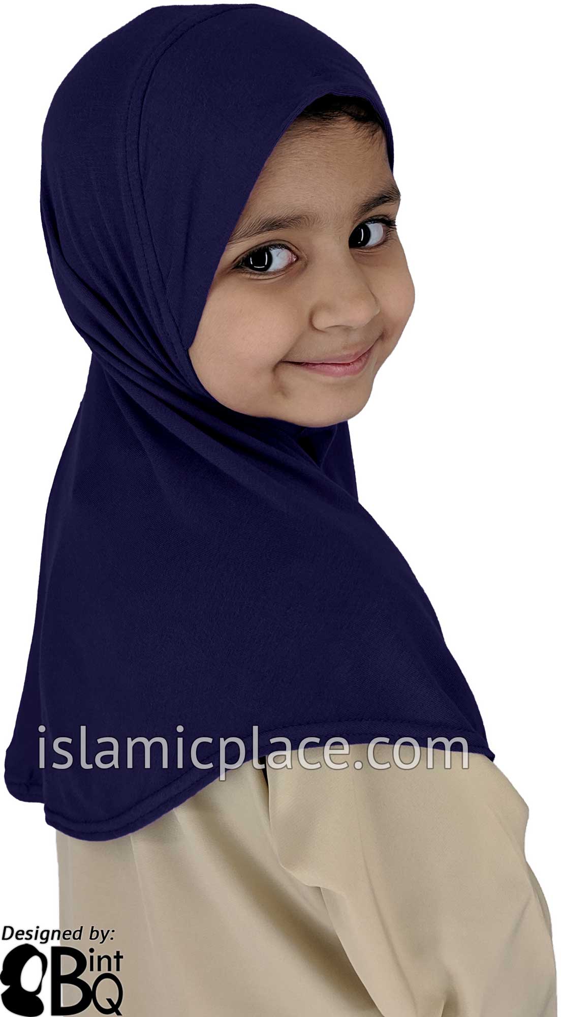 Navy Blue - Plain Girl size (1-piece) Hijab Al-Amira