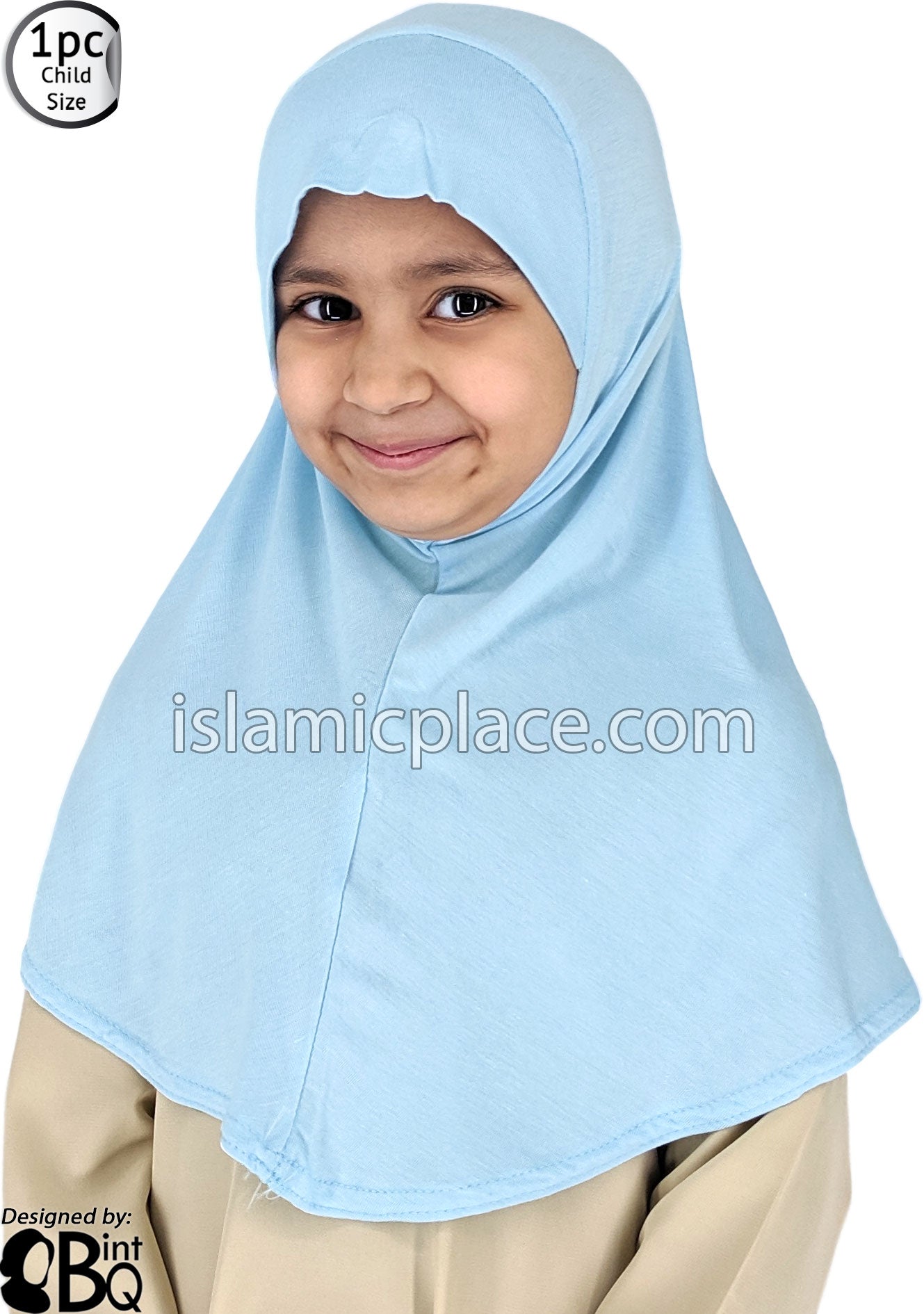 Sky Blue - Plain Girl size (1-piece) Hijab Al-Amira