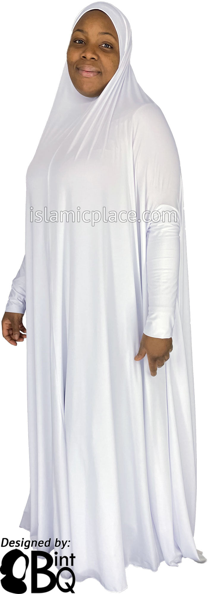 White - Plain Overhead Abaya with Cuffs