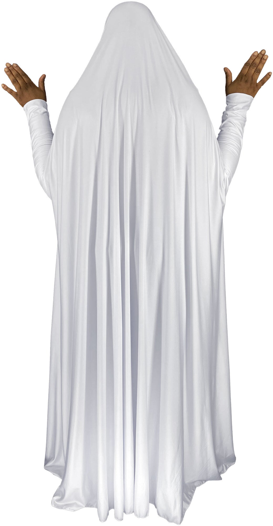 White - Plain Overhead Abaya with Cuffs