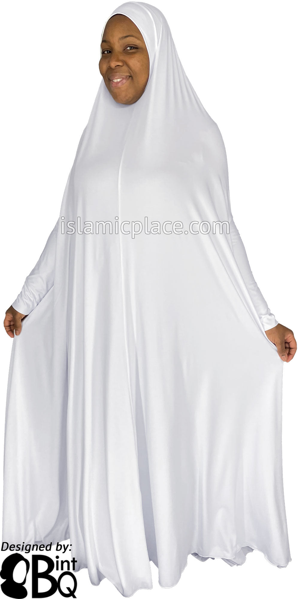 White - Plain Overhead Abaya with Cuffs