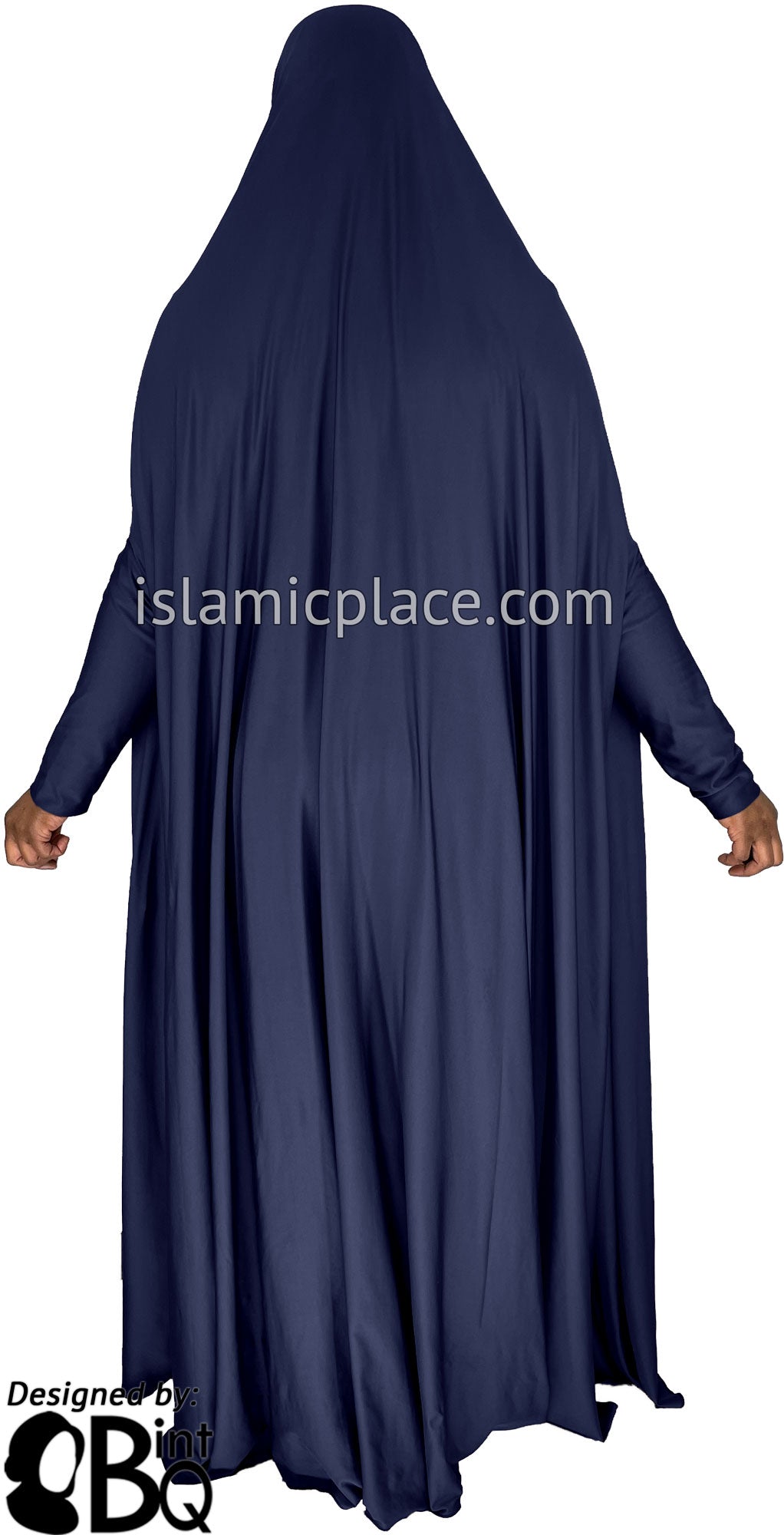 Navy Blue - Plain Overhead Abaya with Cuffs