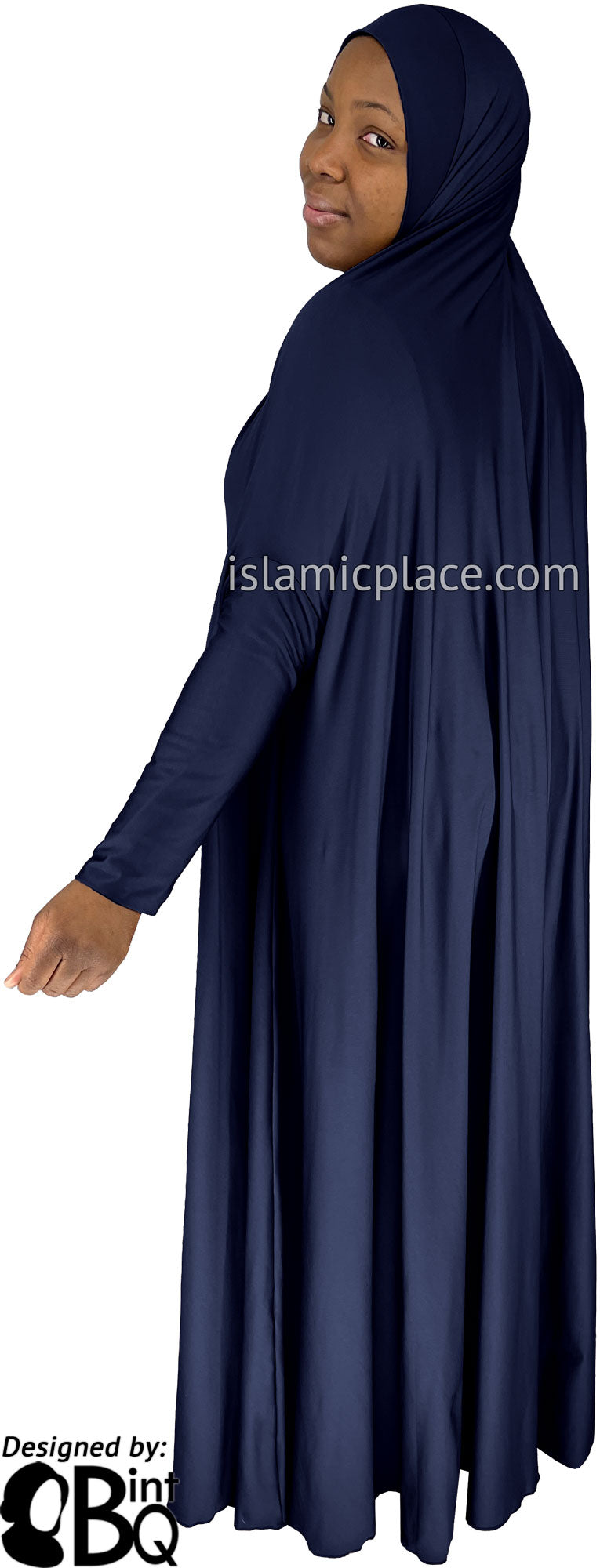 Navy Blue - Plain Overhead Abaya with Cuffs