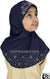 Navy Blue - Luxurious Lycra Hijab Al-Amira with Silver Rhinestones - Girl size (1-piece)