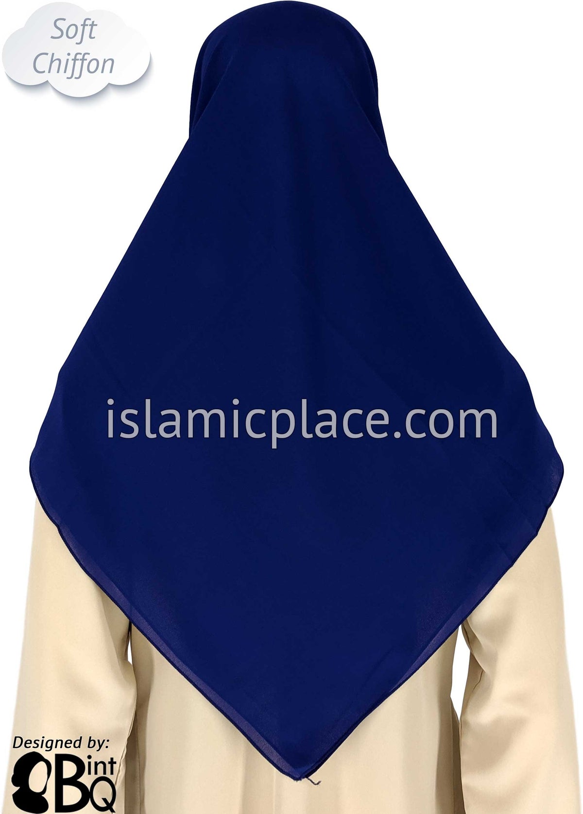 Navy Blue - Soft Chiffon 45&quot; Square Khimar